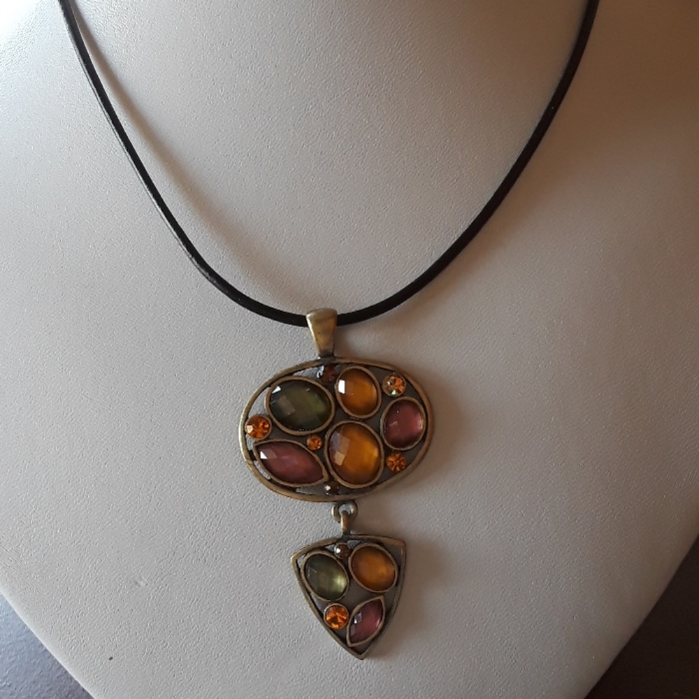 Brand new real leather necklace w Sterling silver